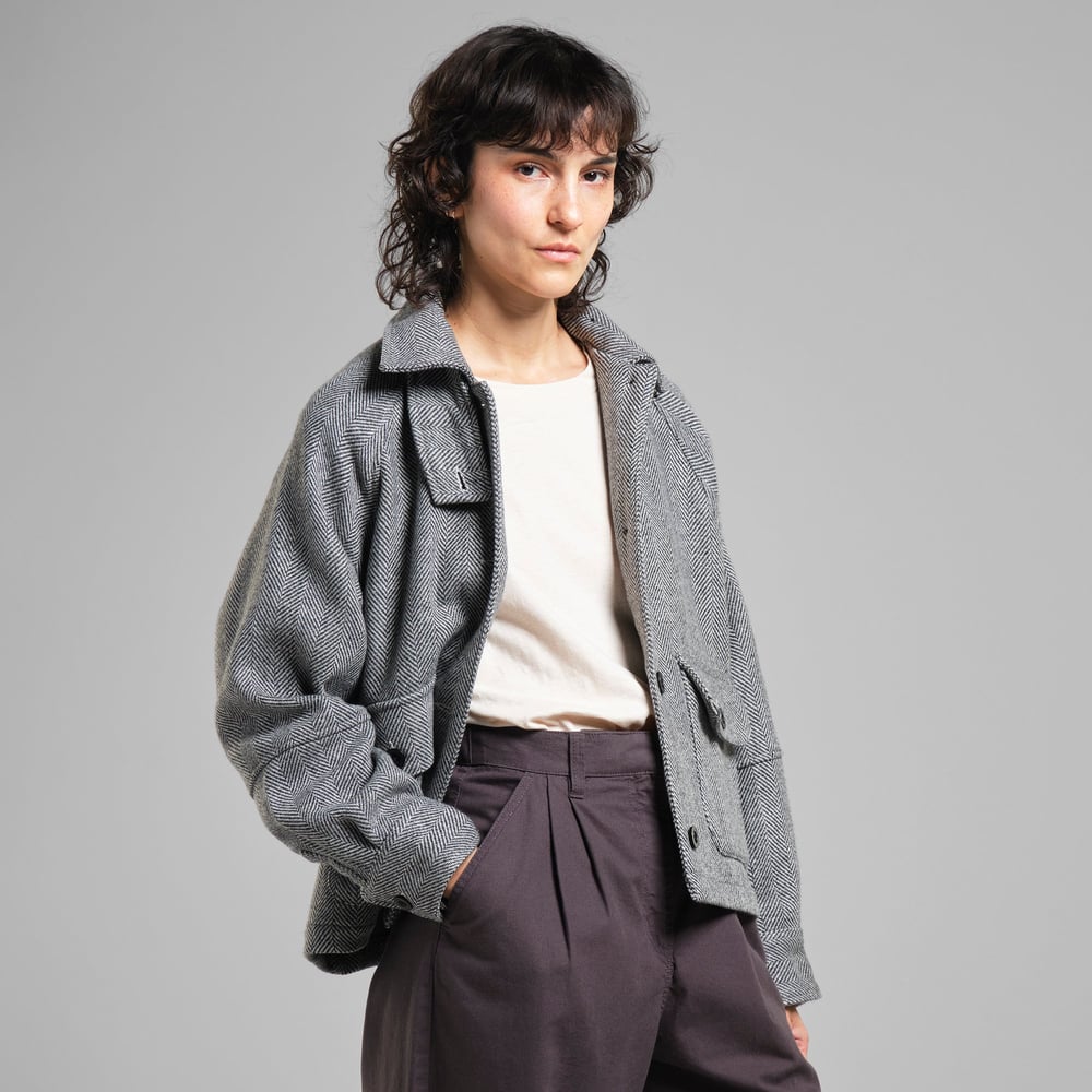 Wool Jacket Nabben Herringbone Black