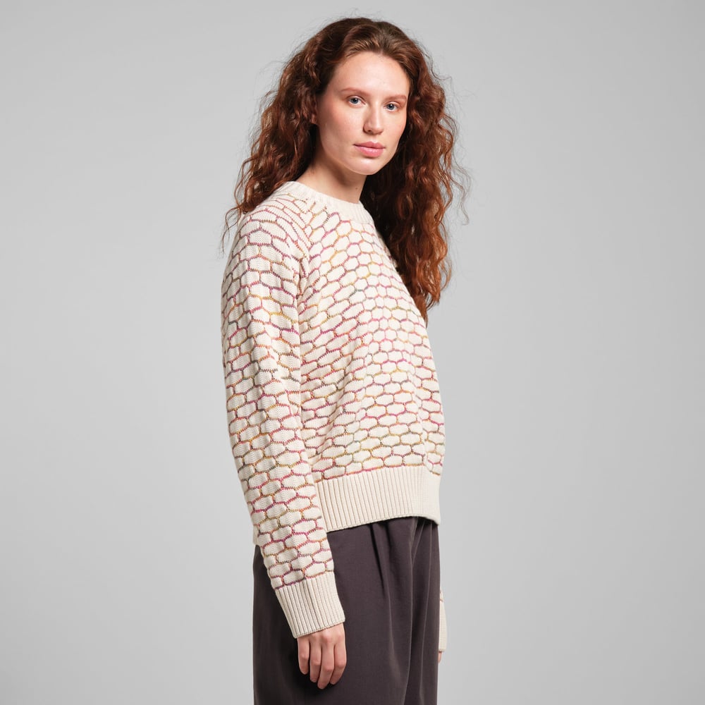 Sweater Husie Honey Comb Vanilla White