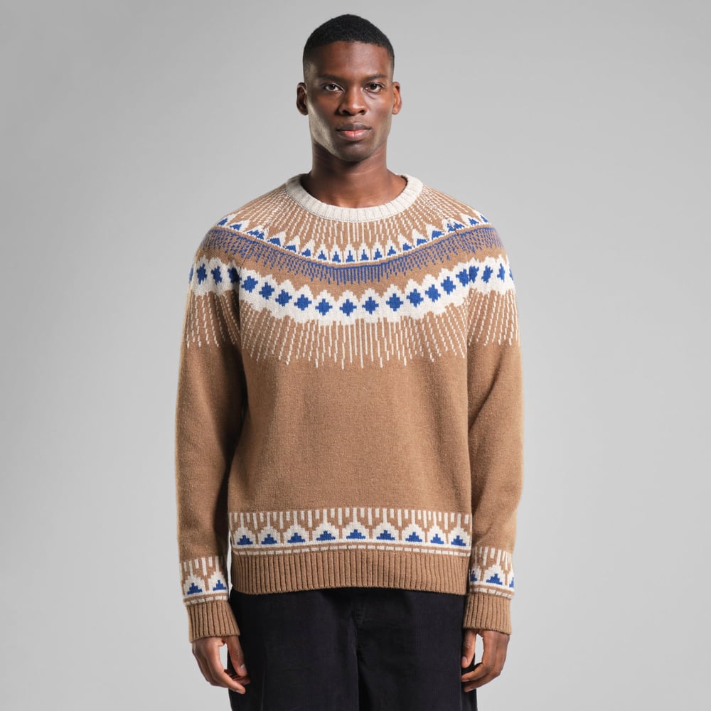 Sweater Malung Fair Isle Camel Brown