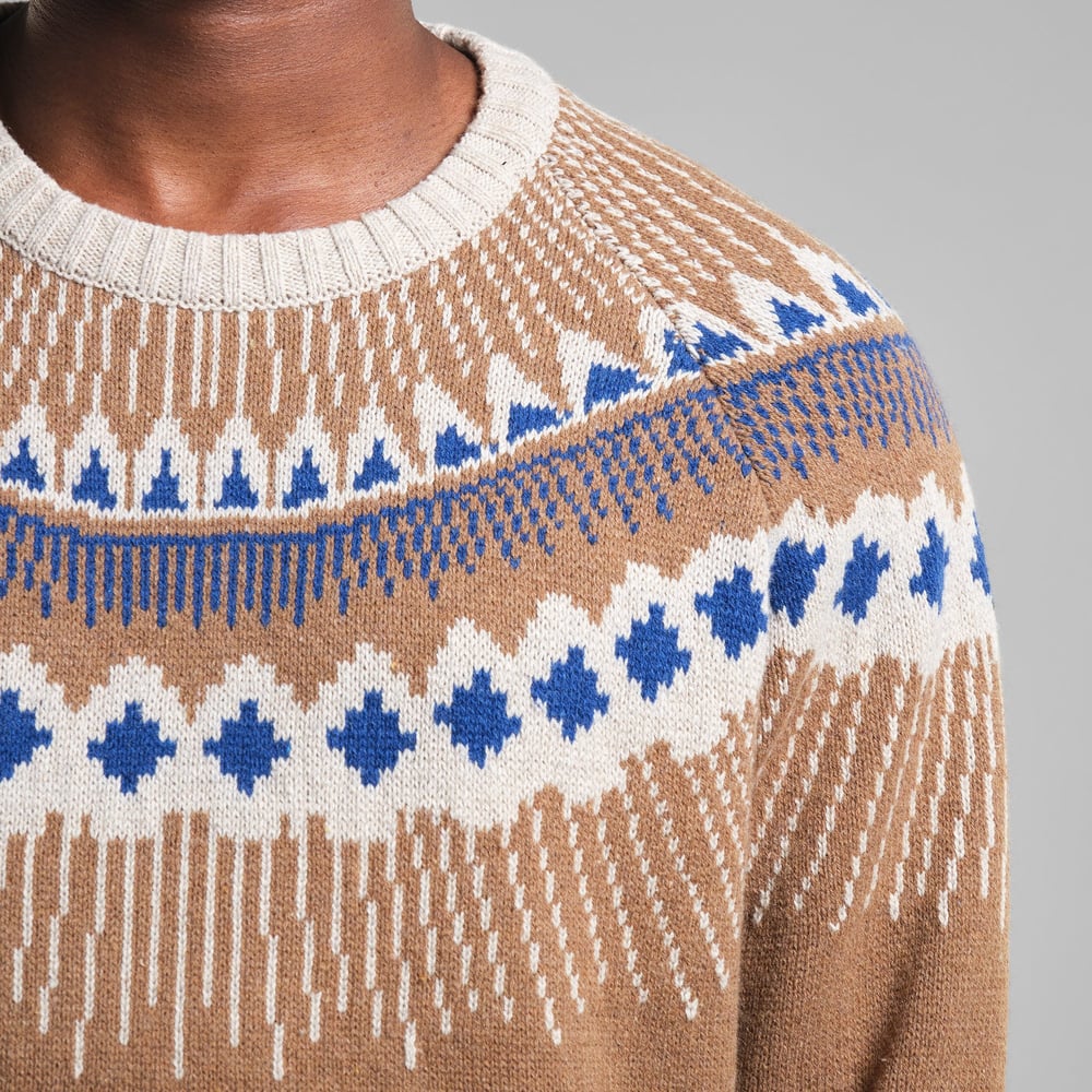 Sweater Malung Fair Isle Camel Brown
