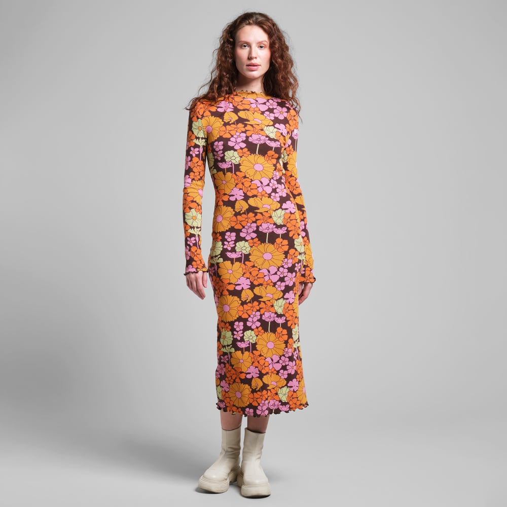 Rib Dress Lofta Flower Power Multi Color