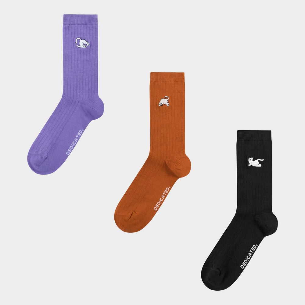 Rib Socks Knivsta Yoga Cats 3-pack