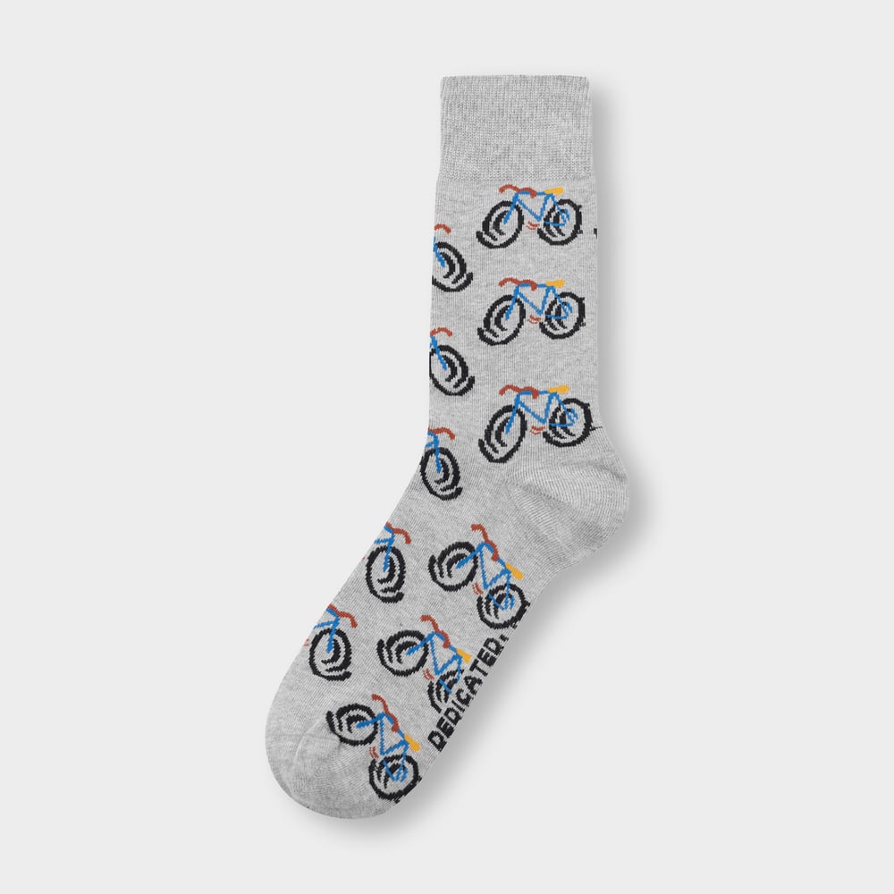 Socks Sigtuna Happy Bike AOP Grey Melange