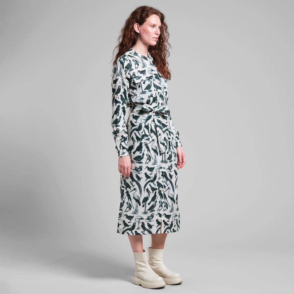 Shirt Dress Falsterbo Birds Green