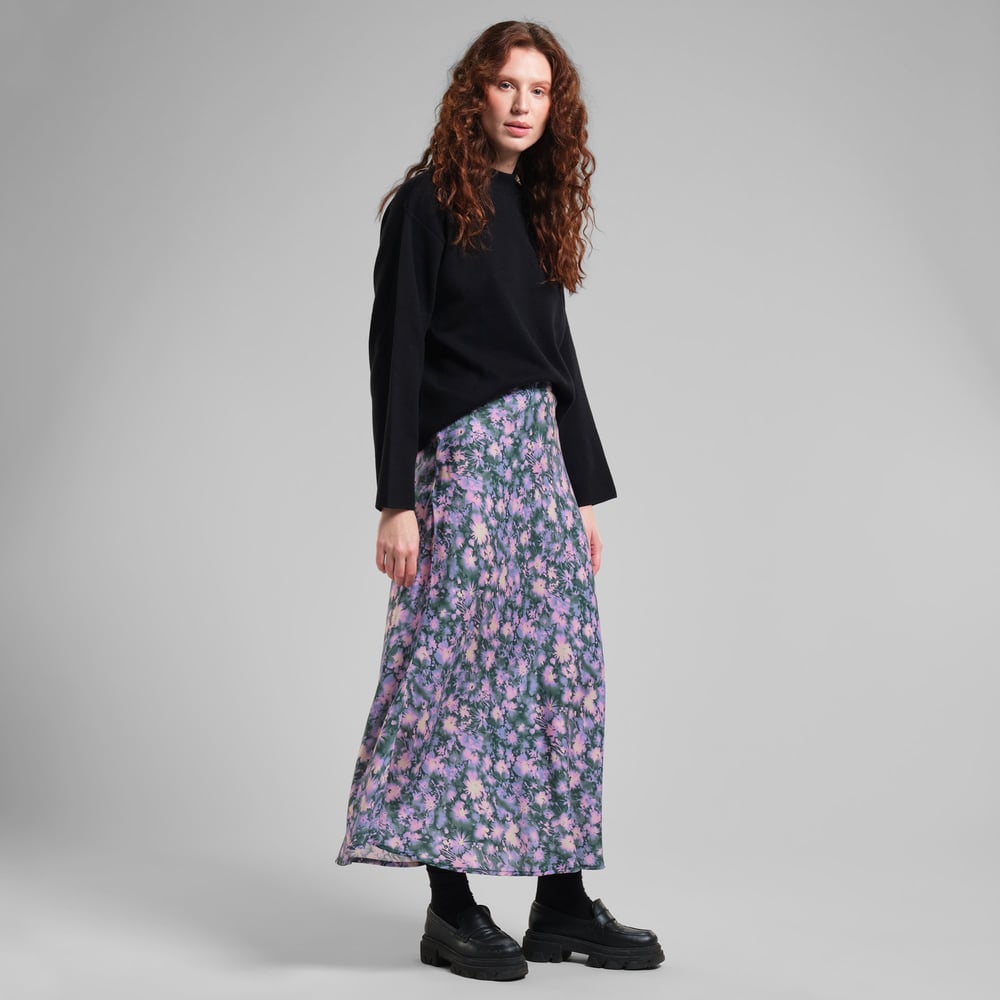 Skirt Mellby Blurred Flowers Purple
