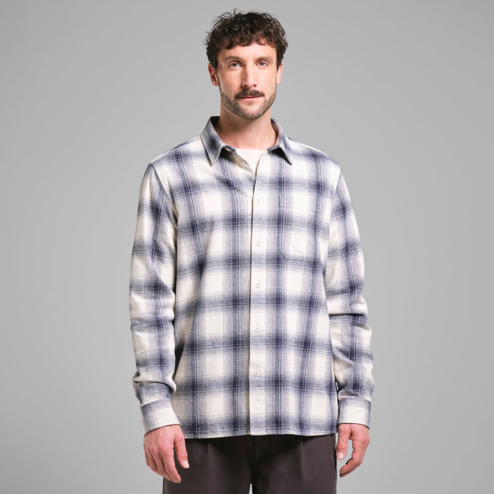Shirt Rute Flannel Shadow Check Oat White