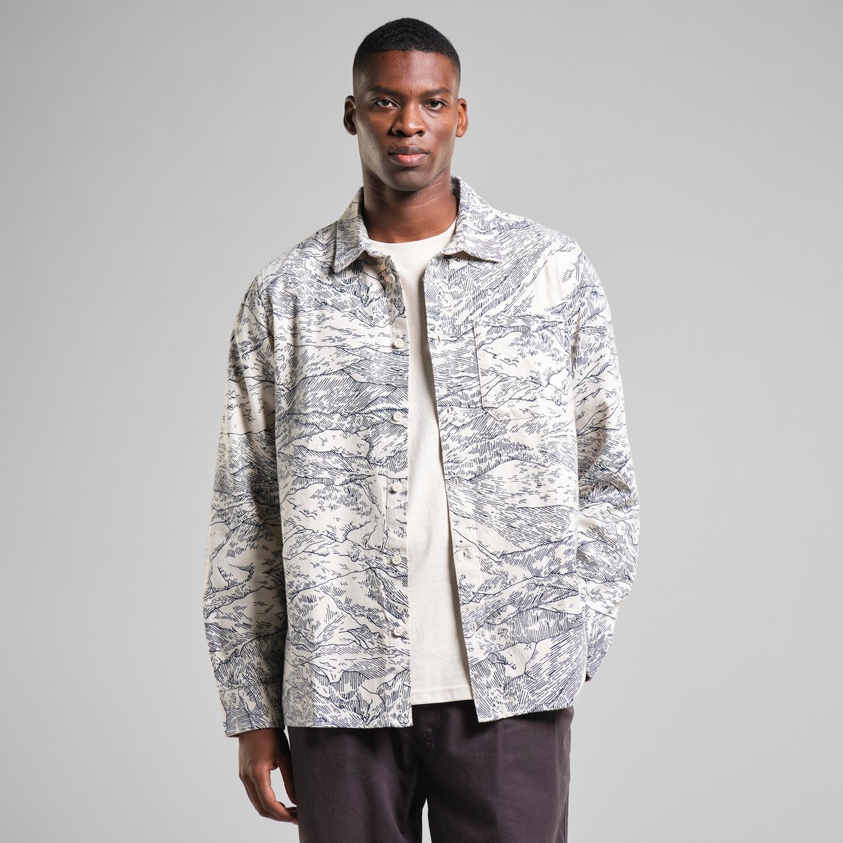 Shirt Rute Flannel Mountain Horizon Oat White