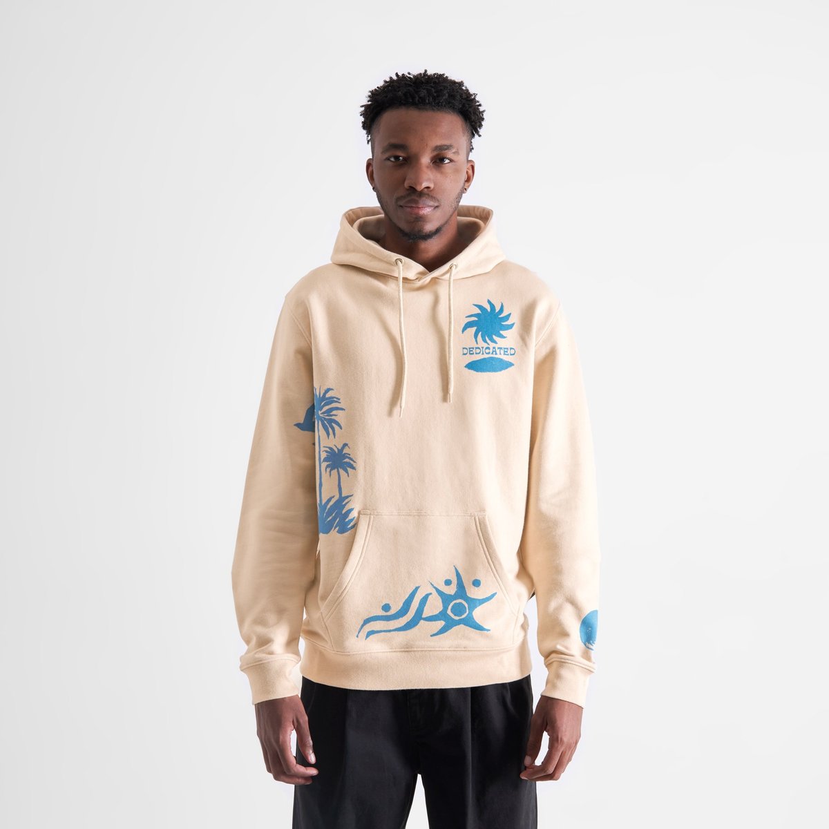 Hoodie Falun Beach Collage Oat White