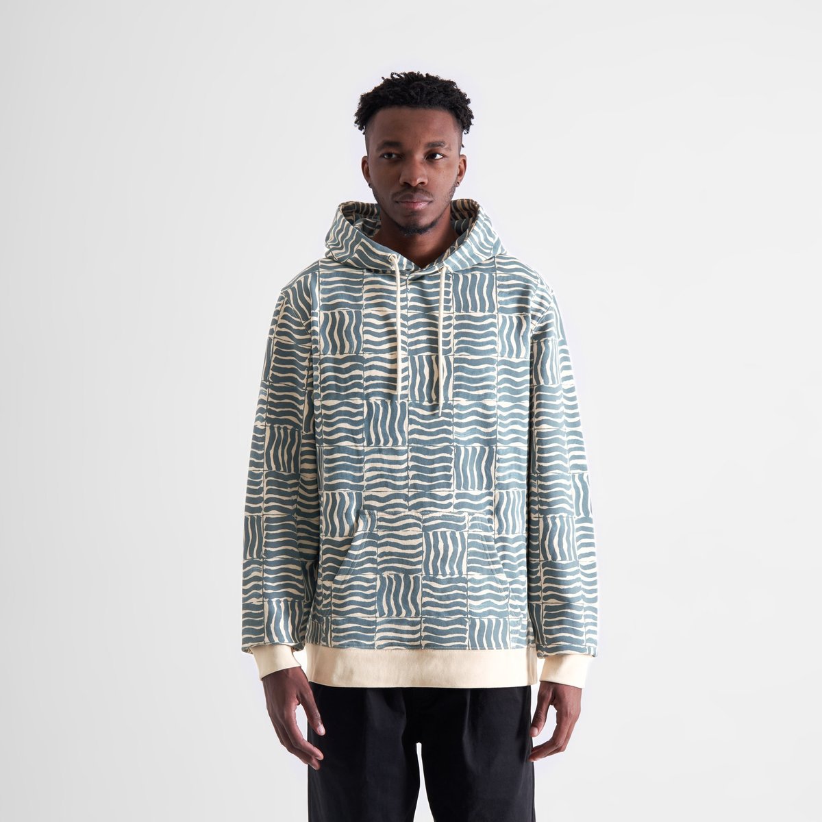 Hoodie Falun Wave Tiles Oat White