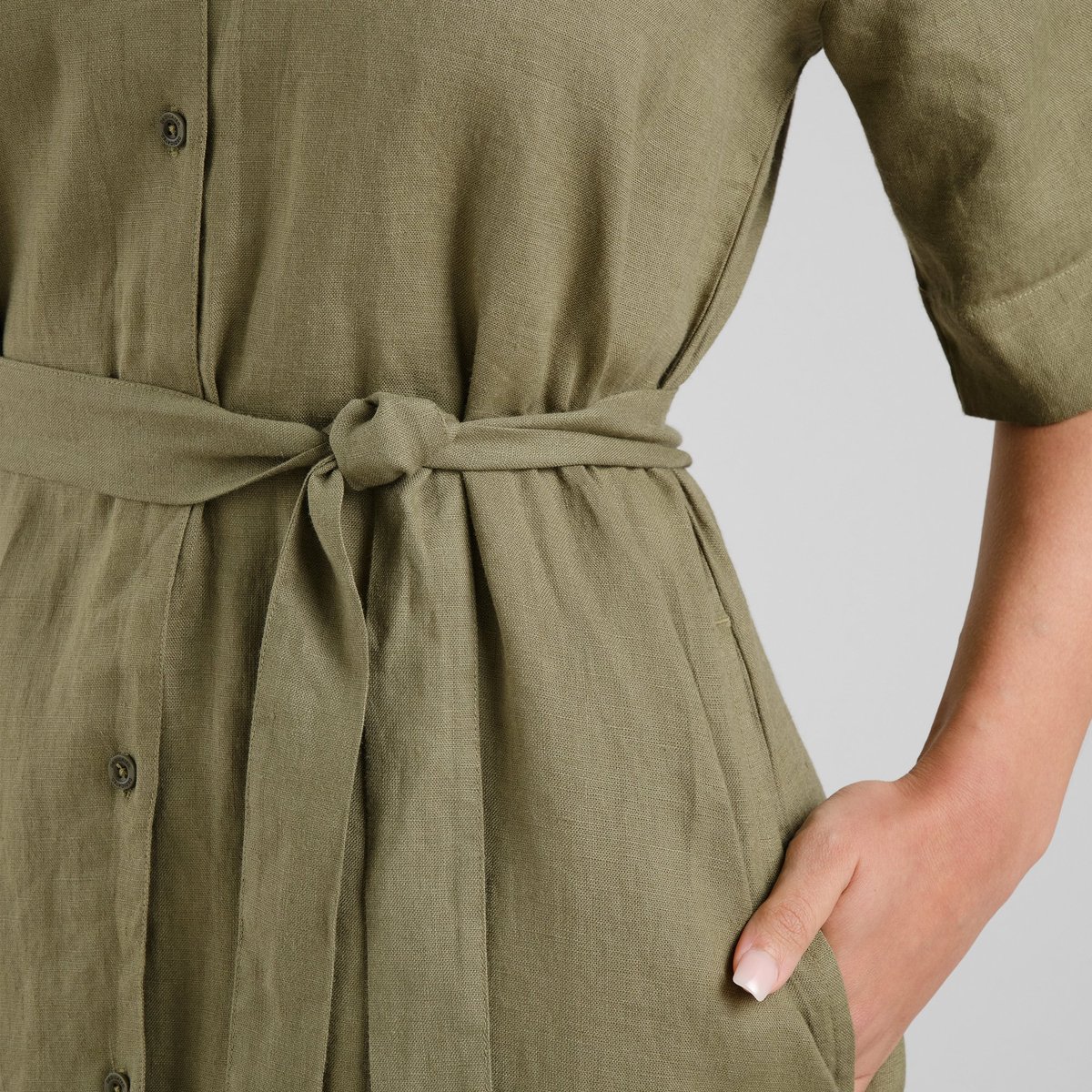 Shirt Dress Ripa Linen Leaf Green