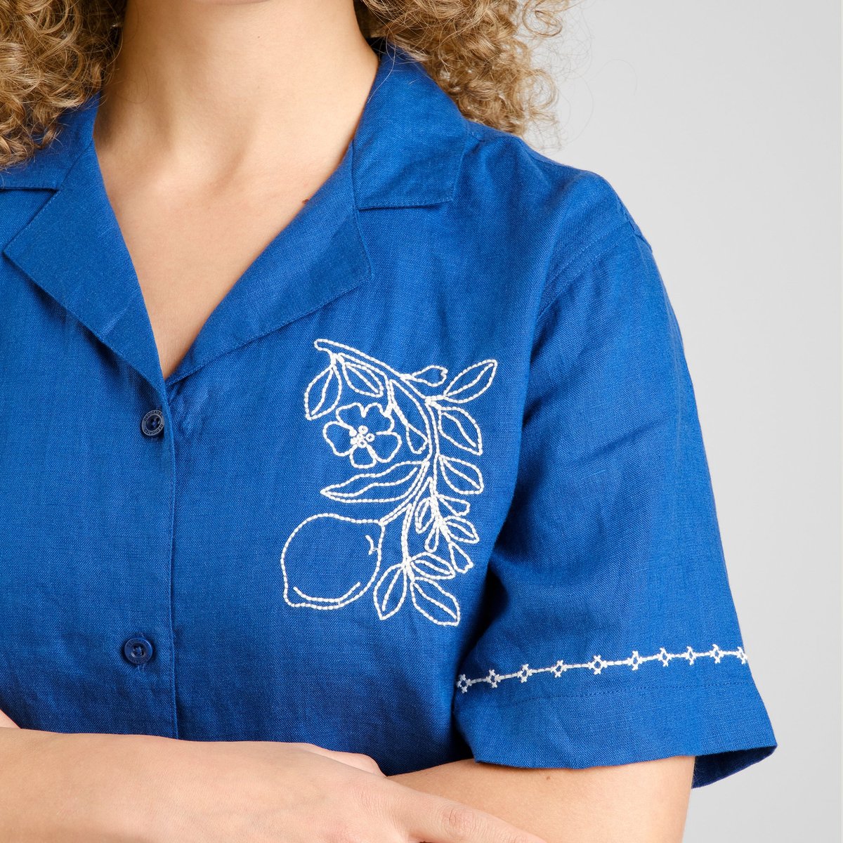 Shirt Torup Linen EMB Limoges Blue