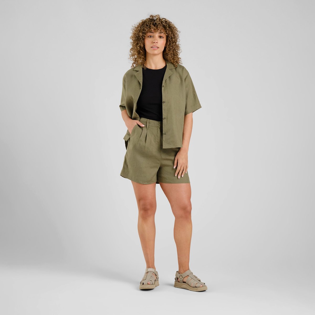 Shorts Djupvik Linen Leaf Green