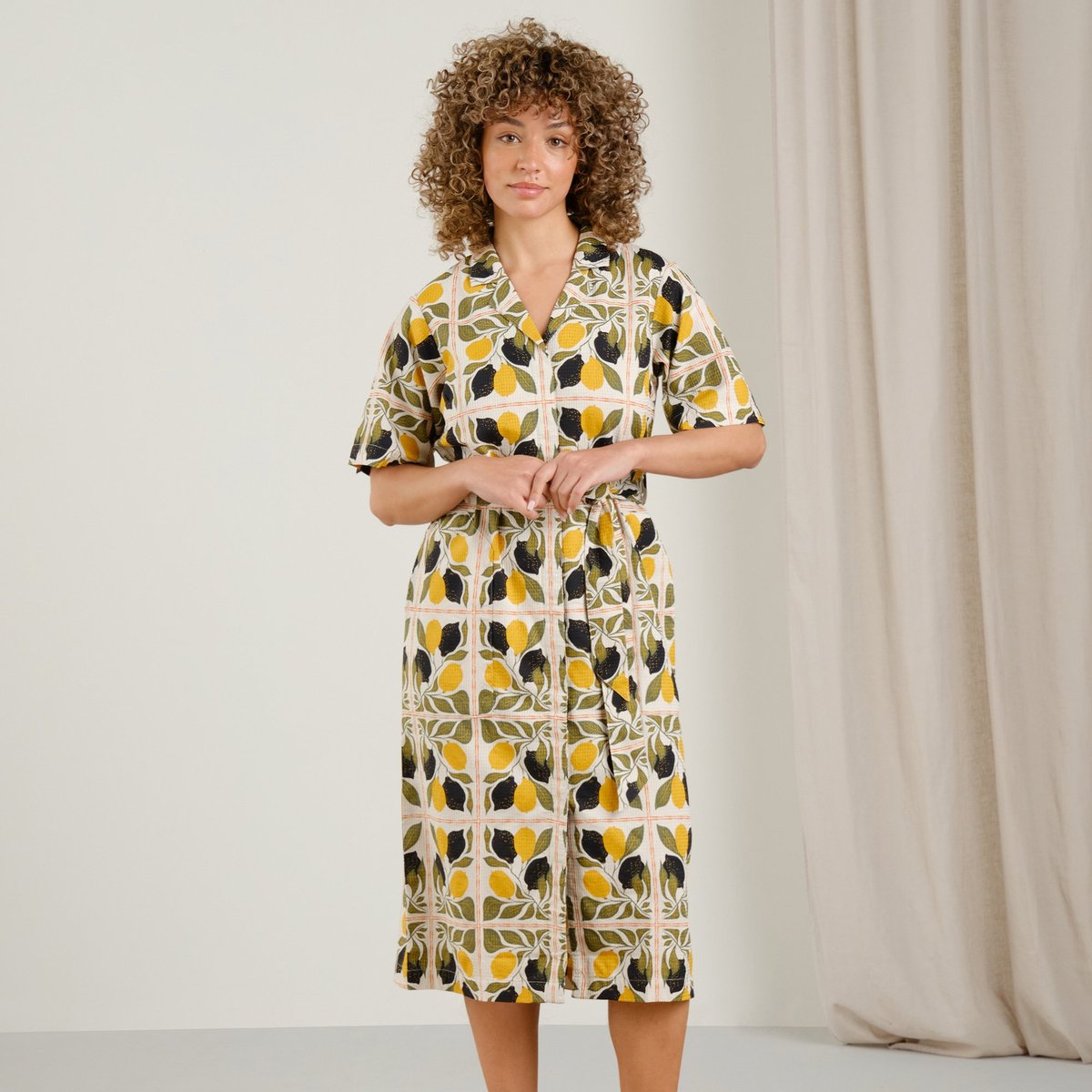 Shirt Dress Orrefors Lemon Tiles Oat White