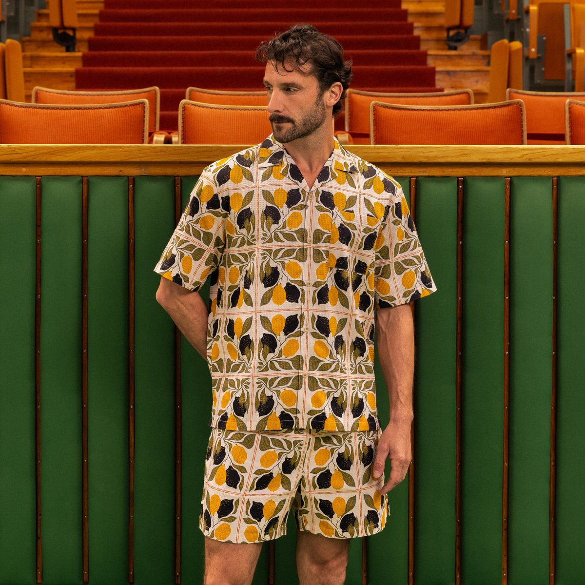 Shirt Marstrand Lemon Tiles Oat White