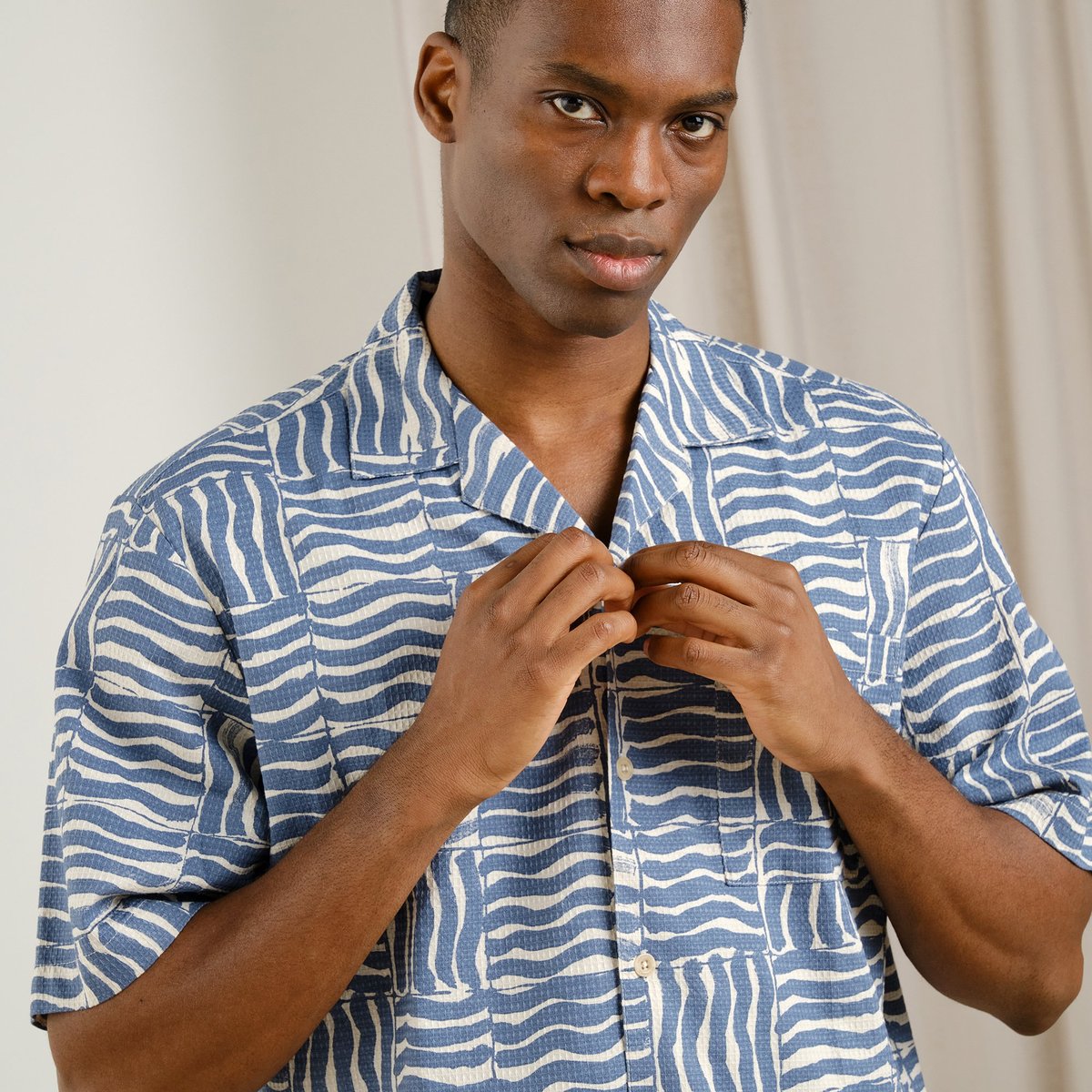 Shirt Marstrand Wave Tiles Blue