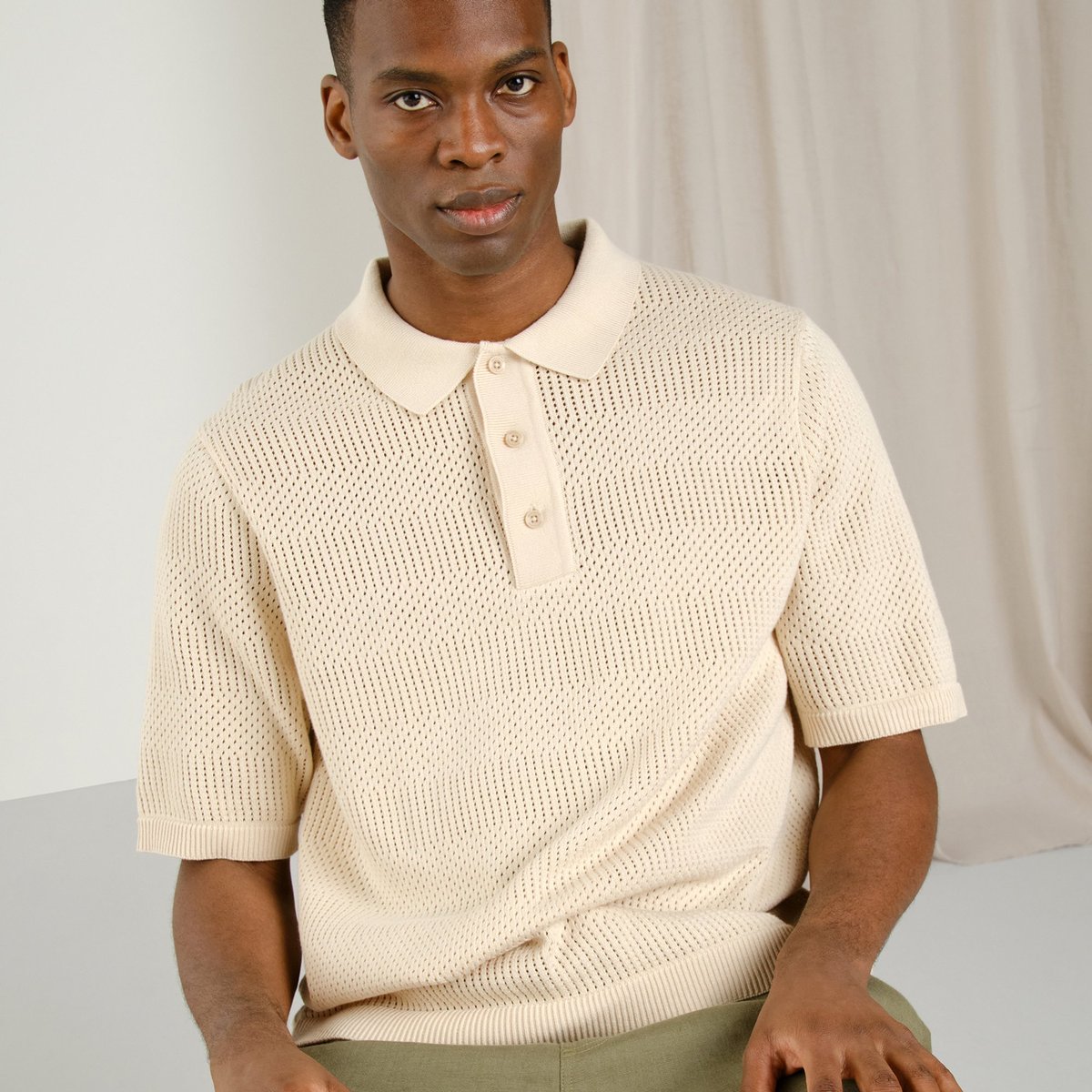 Knitted Polo Nogersund Vanilla White