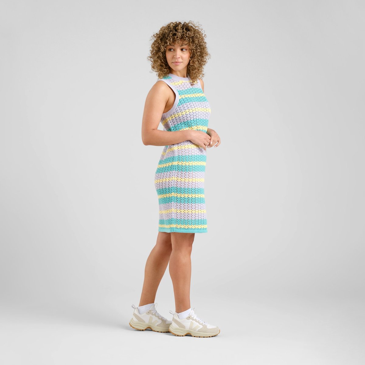 Knitted Dress Kramfors Crochet Retro Stripe Multi Color