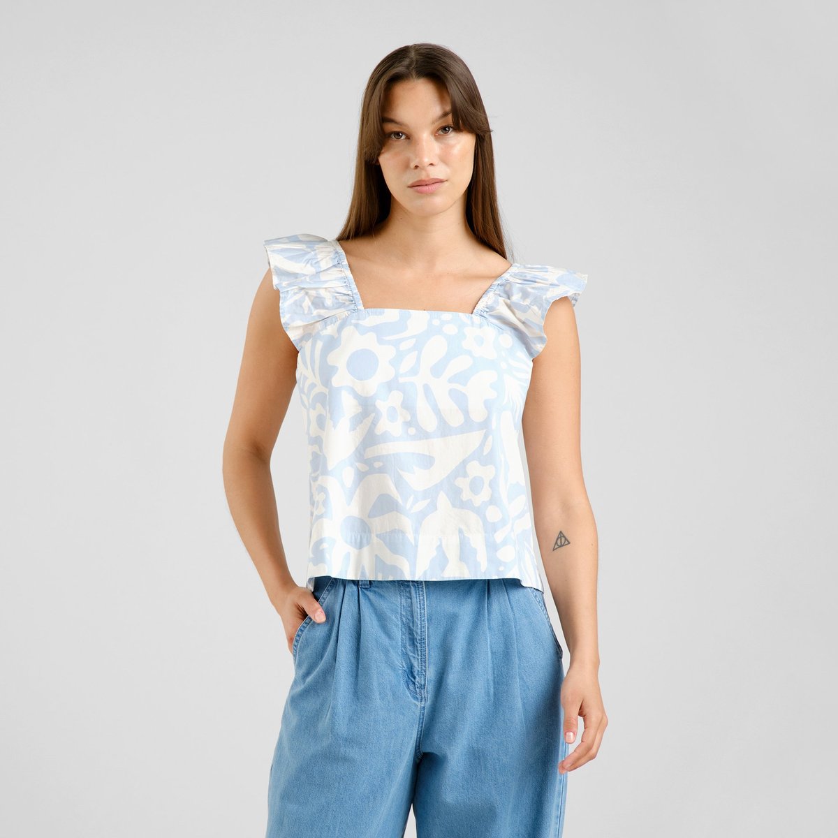 Top Furusund Poplin Wonky Beach Skyway Blue