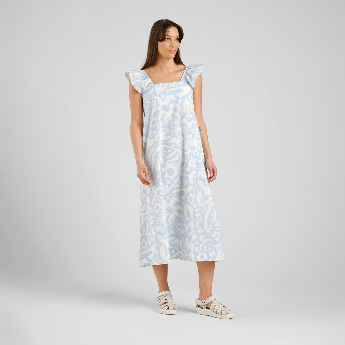 Dress Landsort Poplin Wonky Beach Skyway Blue