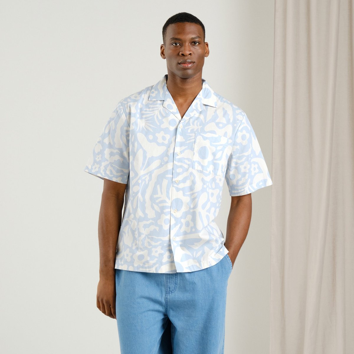 Shirt Marstrand Poplin Wonky Beach Skyway Blue
