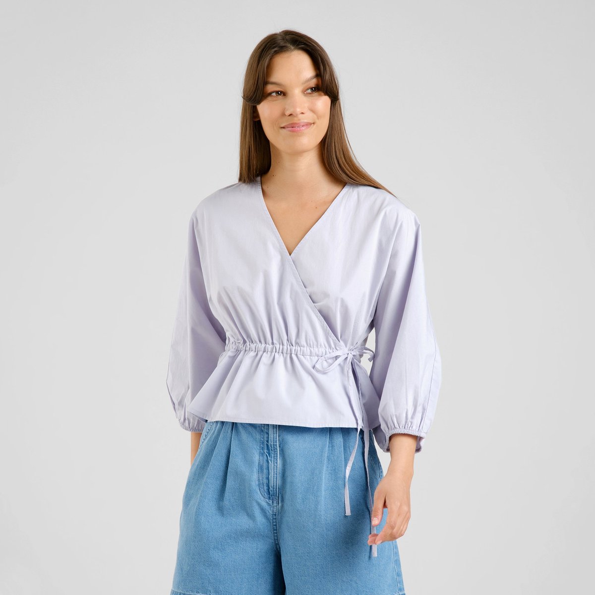 Wrap Top Rosenvik Poplin Thistle Purple