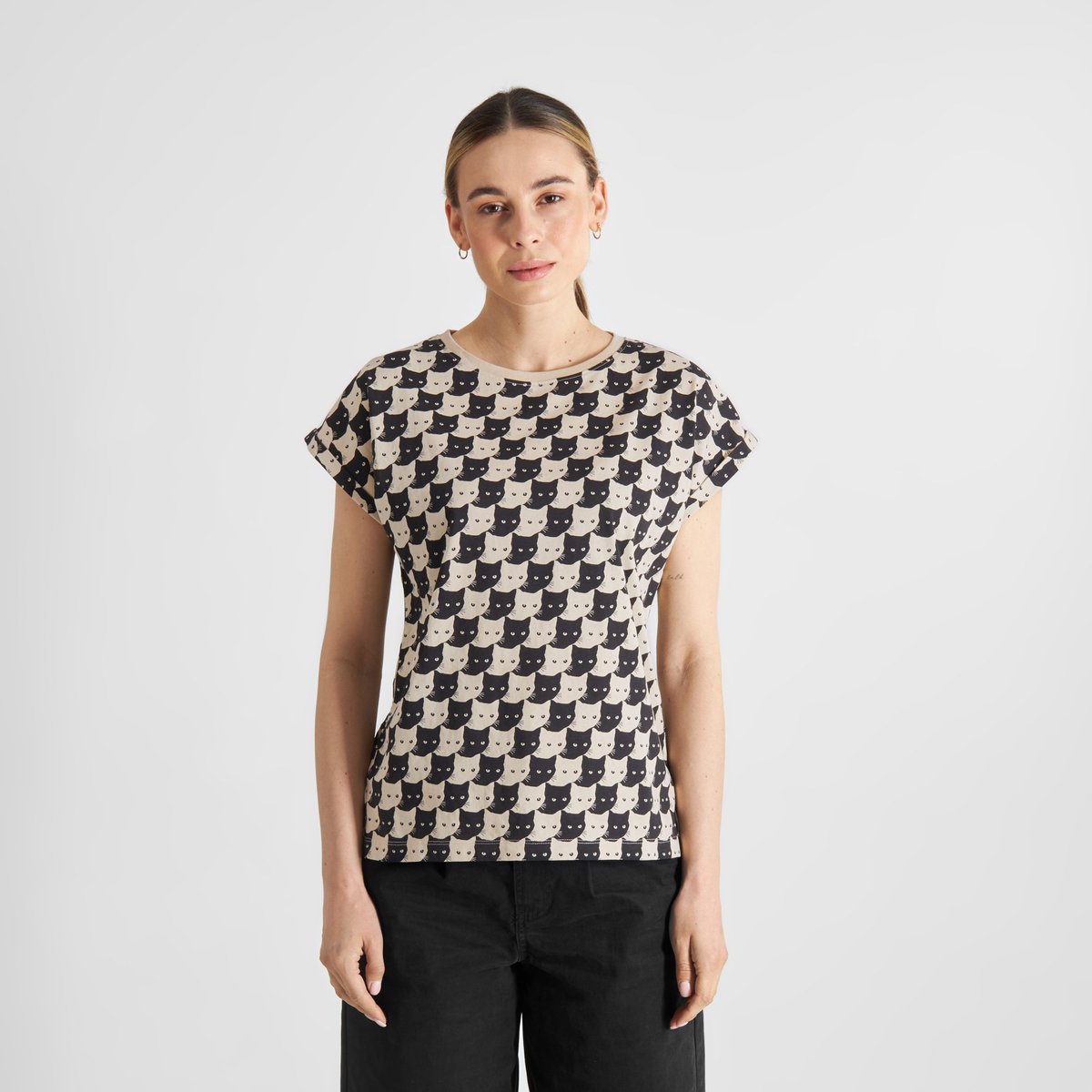 T-shirt Visby Pepita Cats Oat White