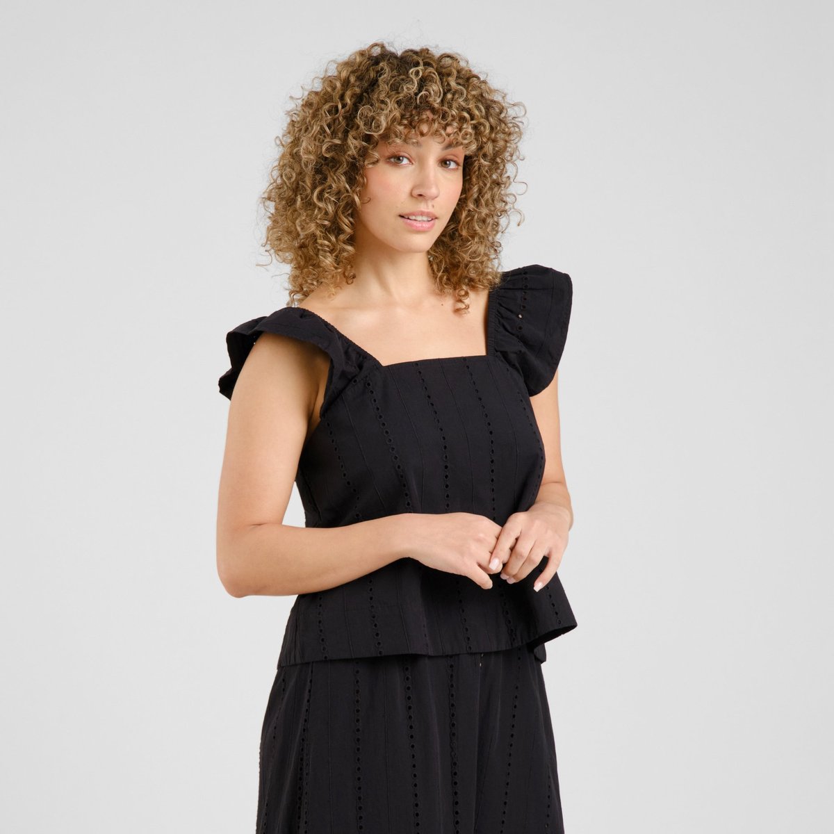 Top Furusund Schiffli Black