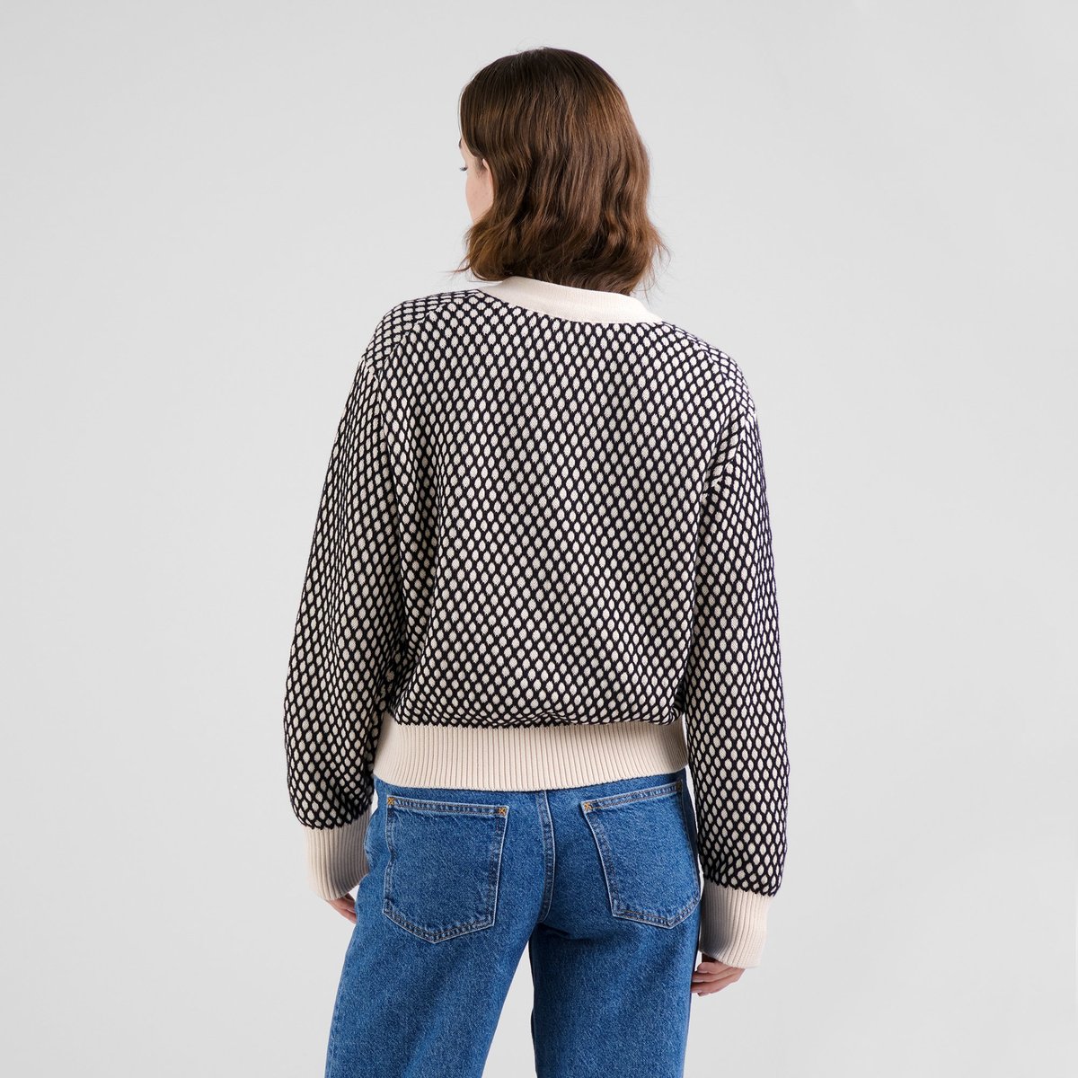 Cardigan Kanan Bubble Knit Black/Vanilla White