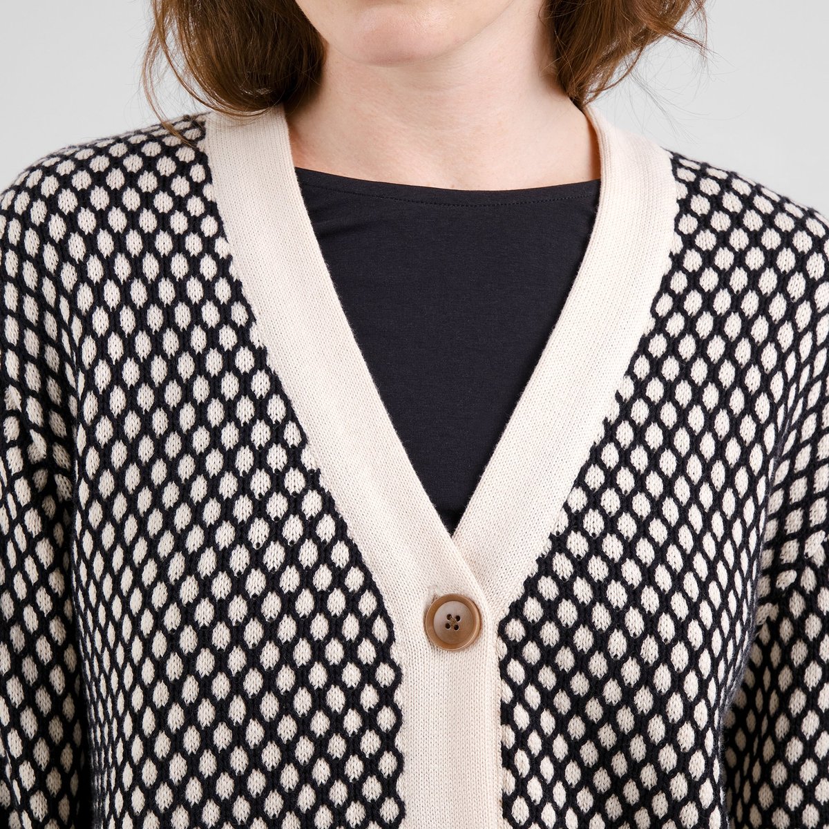 Cardigan Kanan Bubble Knit Black/Vanilla White