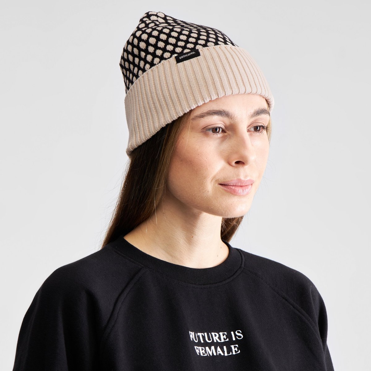 Beanie Hemavan Bubble Knit Black/Vanilla White