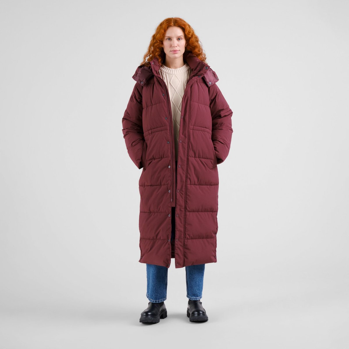 Long Puffer Jacket Karmas Fig Red