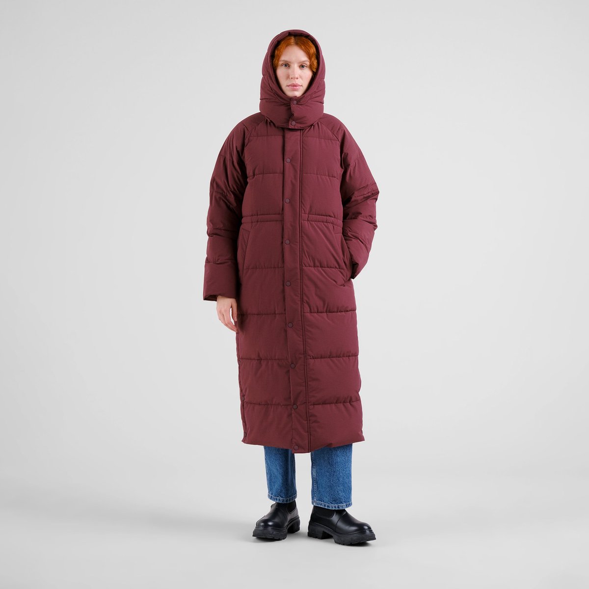 Long Puffer Jacket Karmas Fig Red
