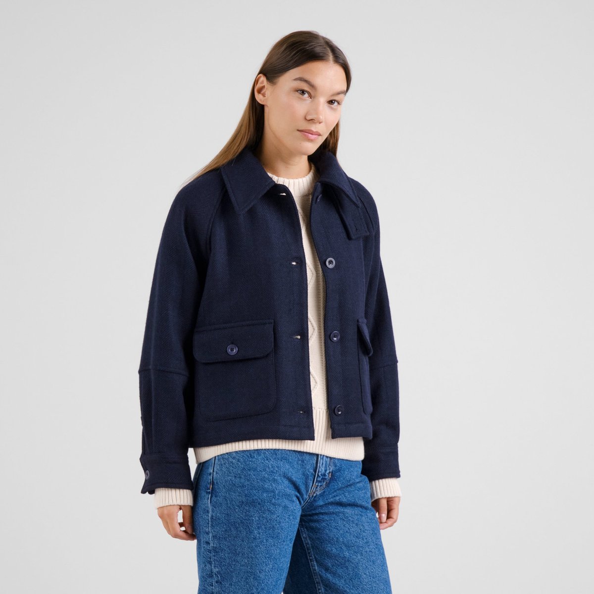 Wool Jacket Nabben Herringbone Navy