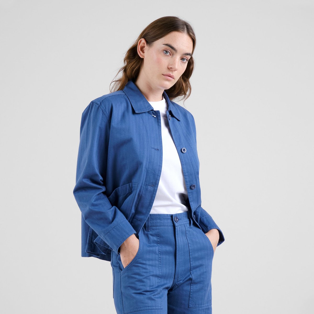 Jacket Stiby Herringbone True Blue