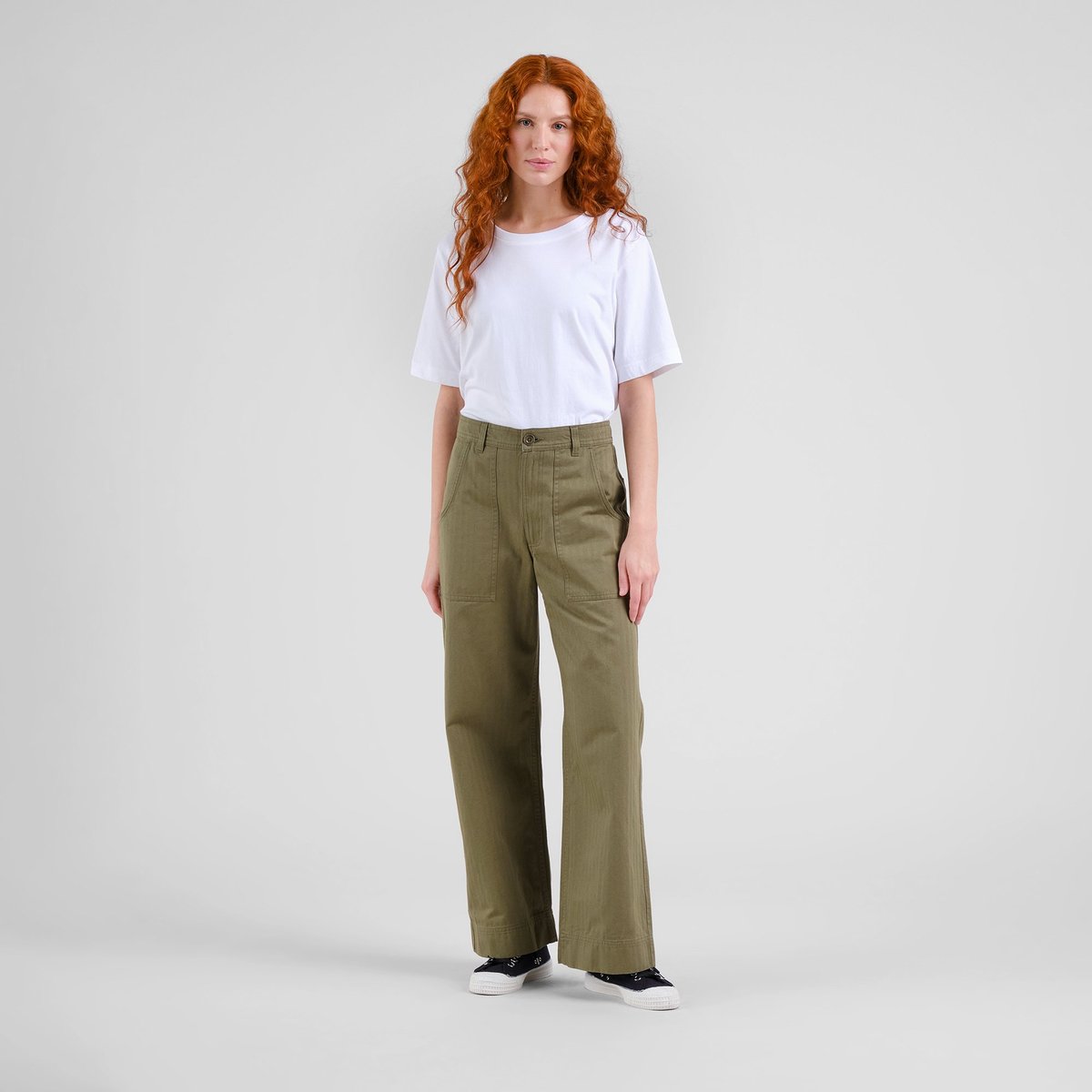 Workwear Pants Vara Herringbone Leaf Green