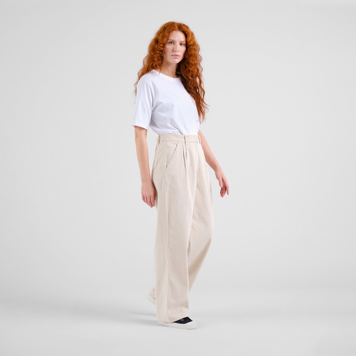 Pants Vickleby Corduroy Oat White