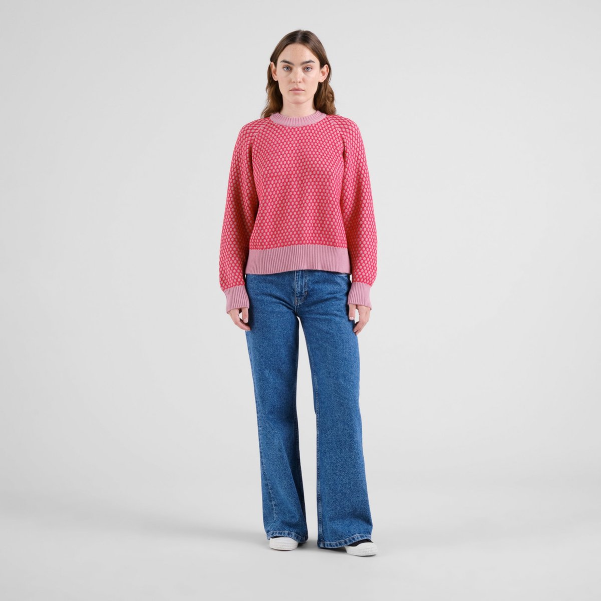 Sweater Husie Bubble Knit True Red/Lilas Pink