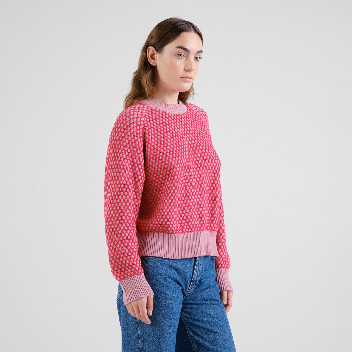 Sweater Husie Bubble Knit True Red/Lilas Pink