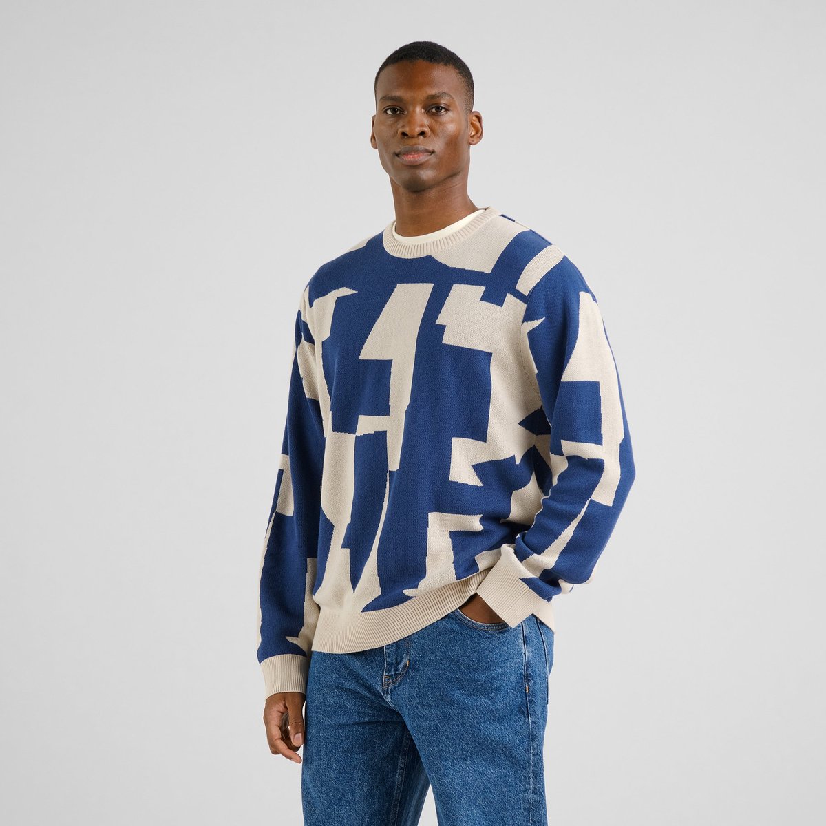 Sweater Mora Abstract Chaos Oat White