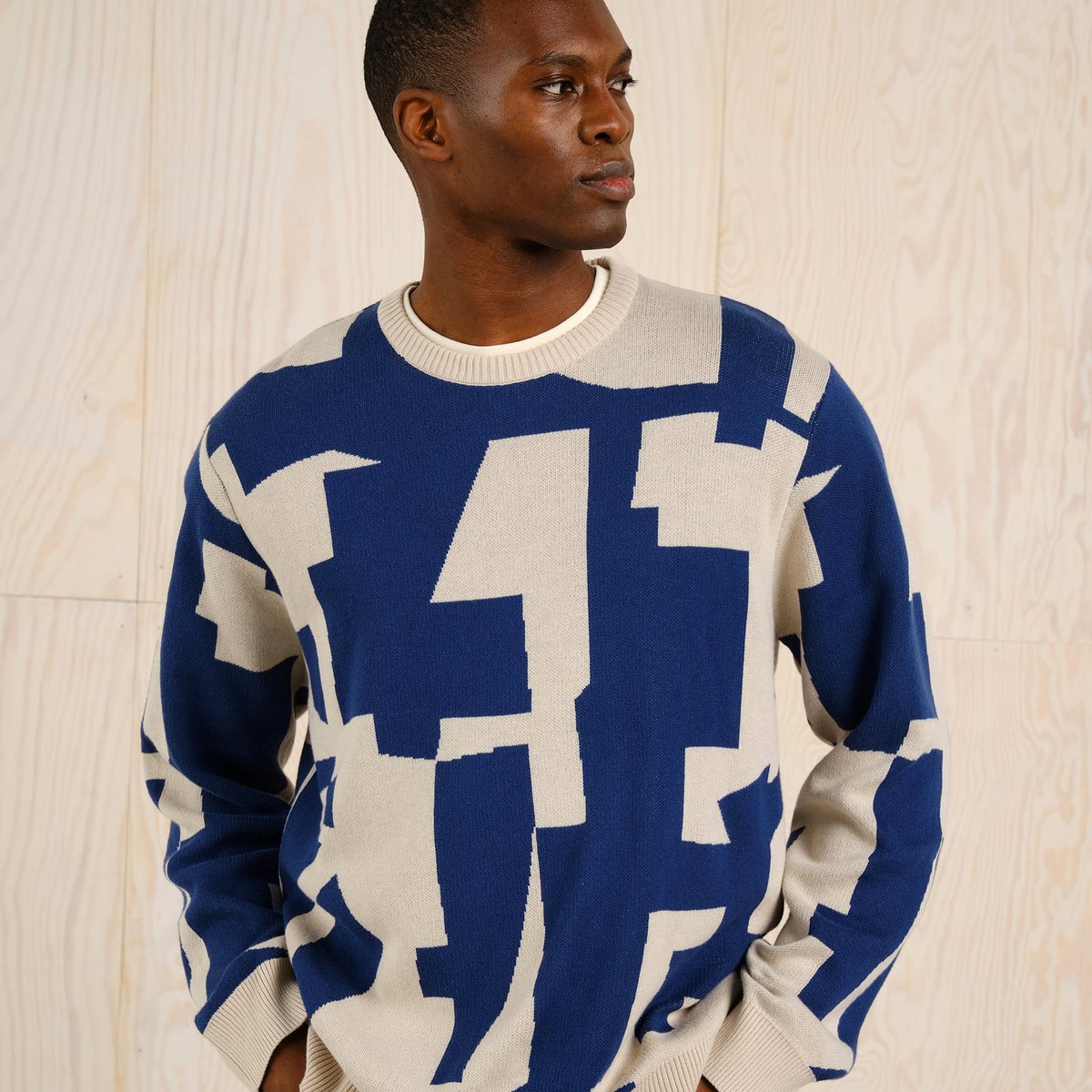 Sweater Mora Abstract Chaos Oat White