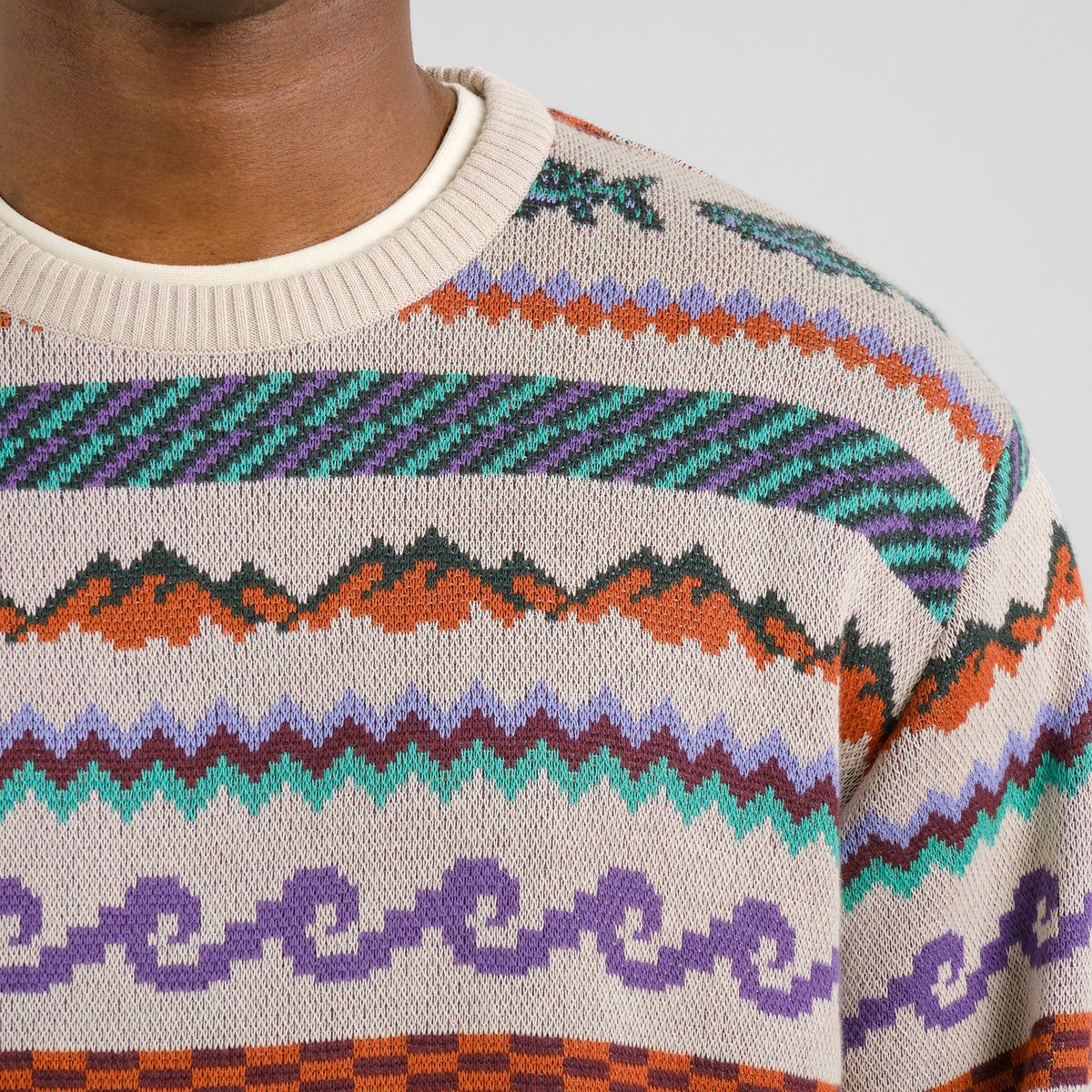 Sweater Mora Fair Isle Trout Oat White