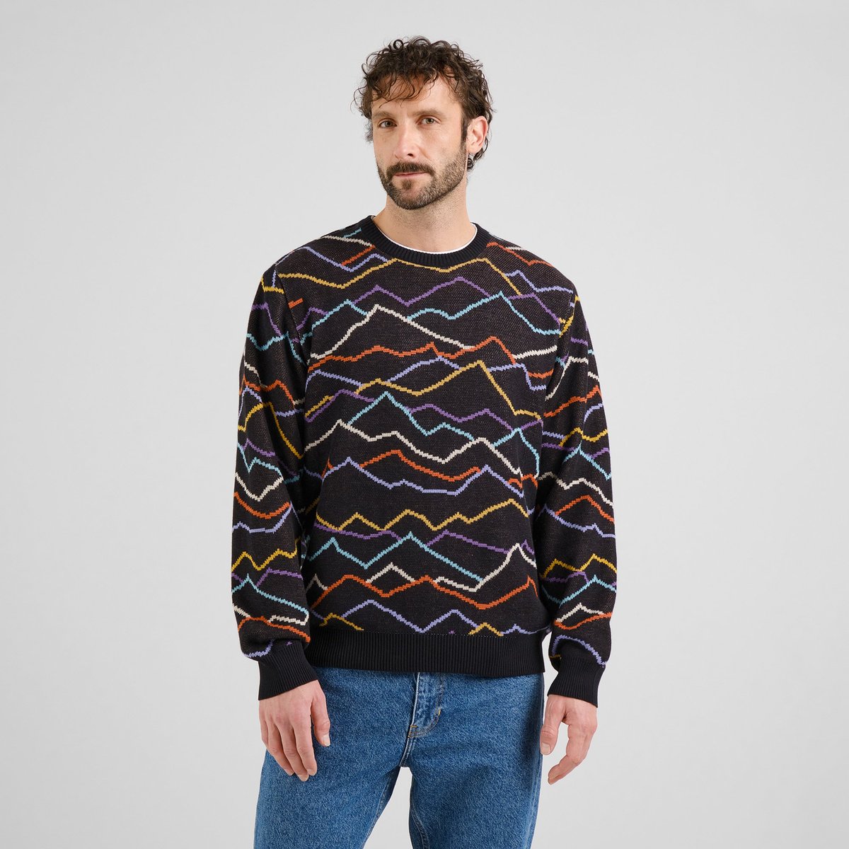Sweater Mora Line Mountain AOP Black
