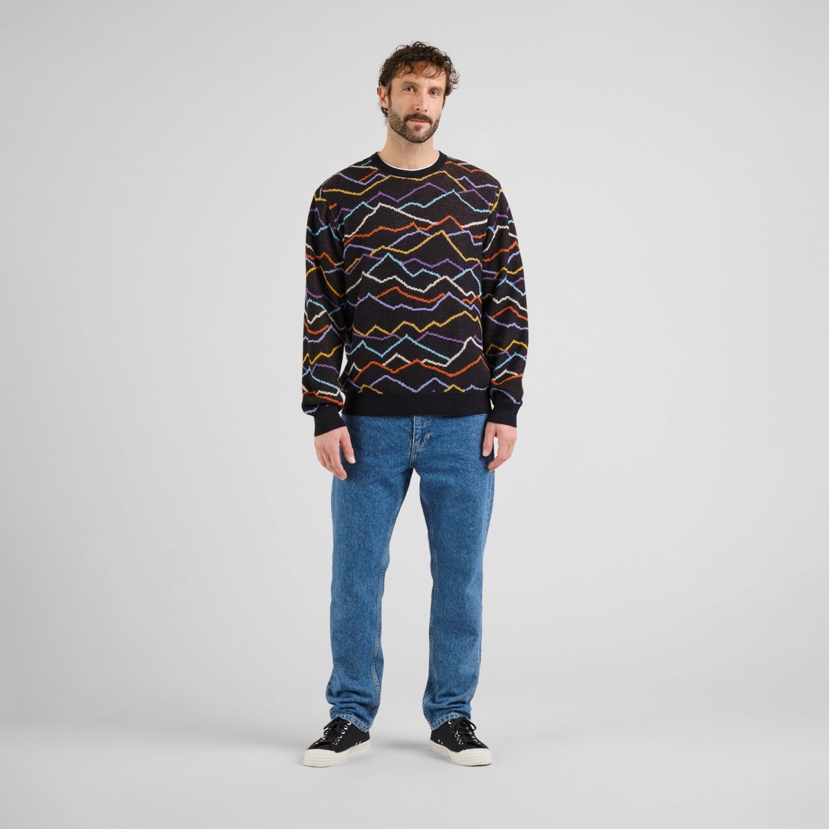Sweater Mora Line Mountain AOP Black