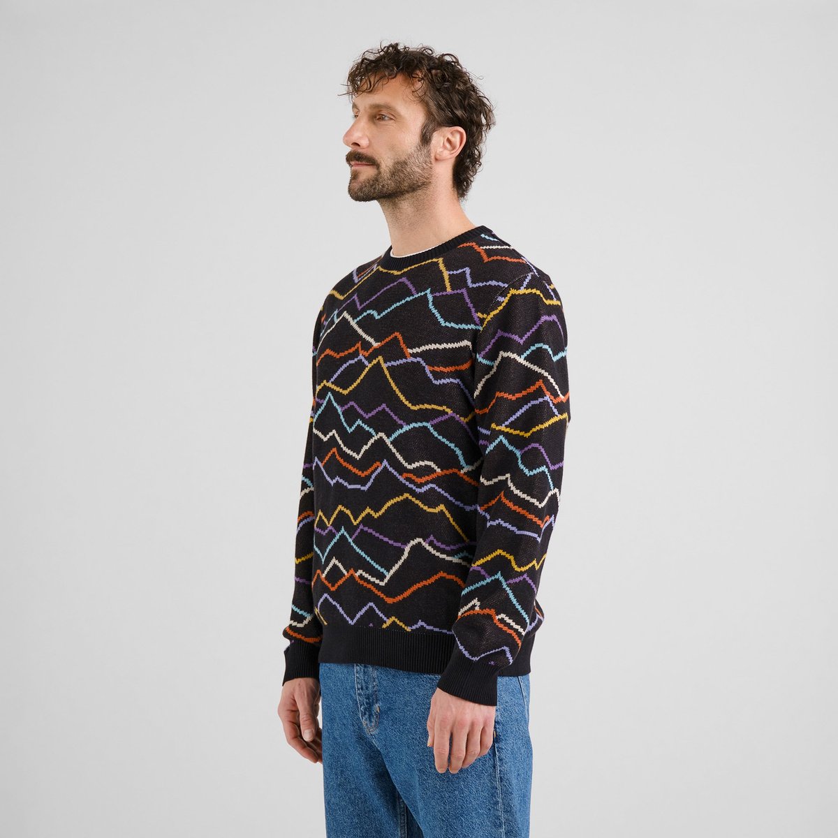Sweater Mora Line Mountain AOP Black