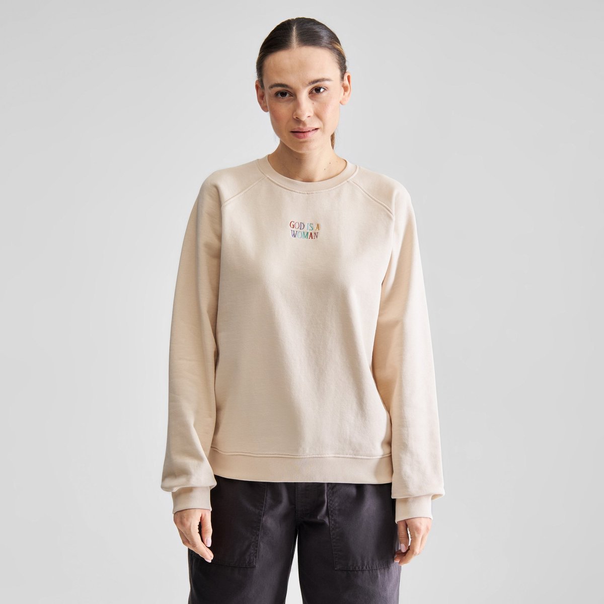 Sweatshirt Ystad God is Woman Oat White