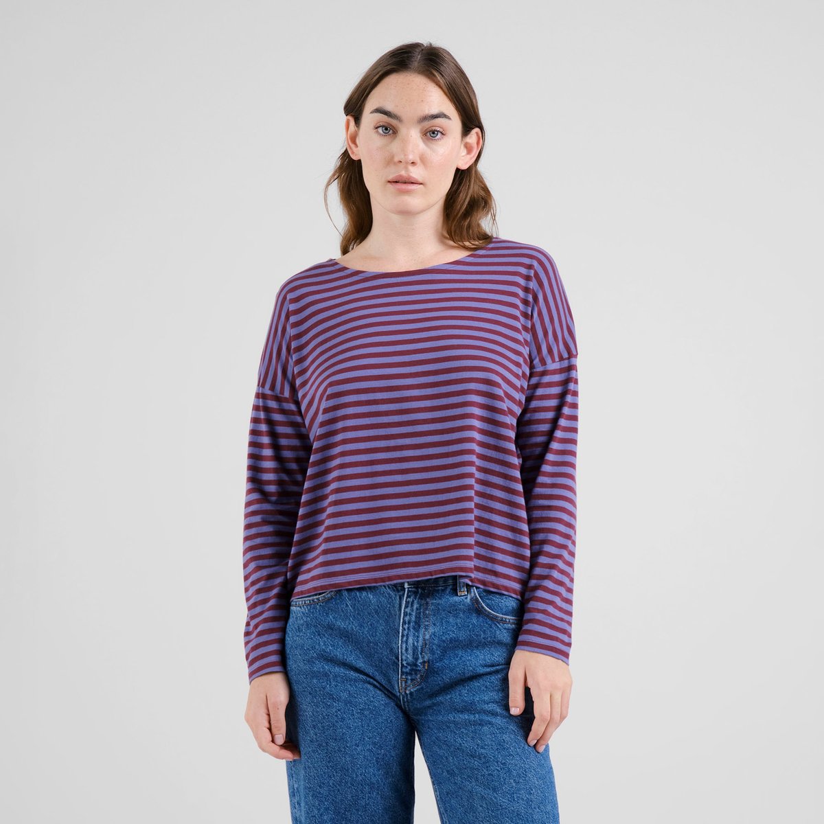 Top Humledal Stripes Fig Red