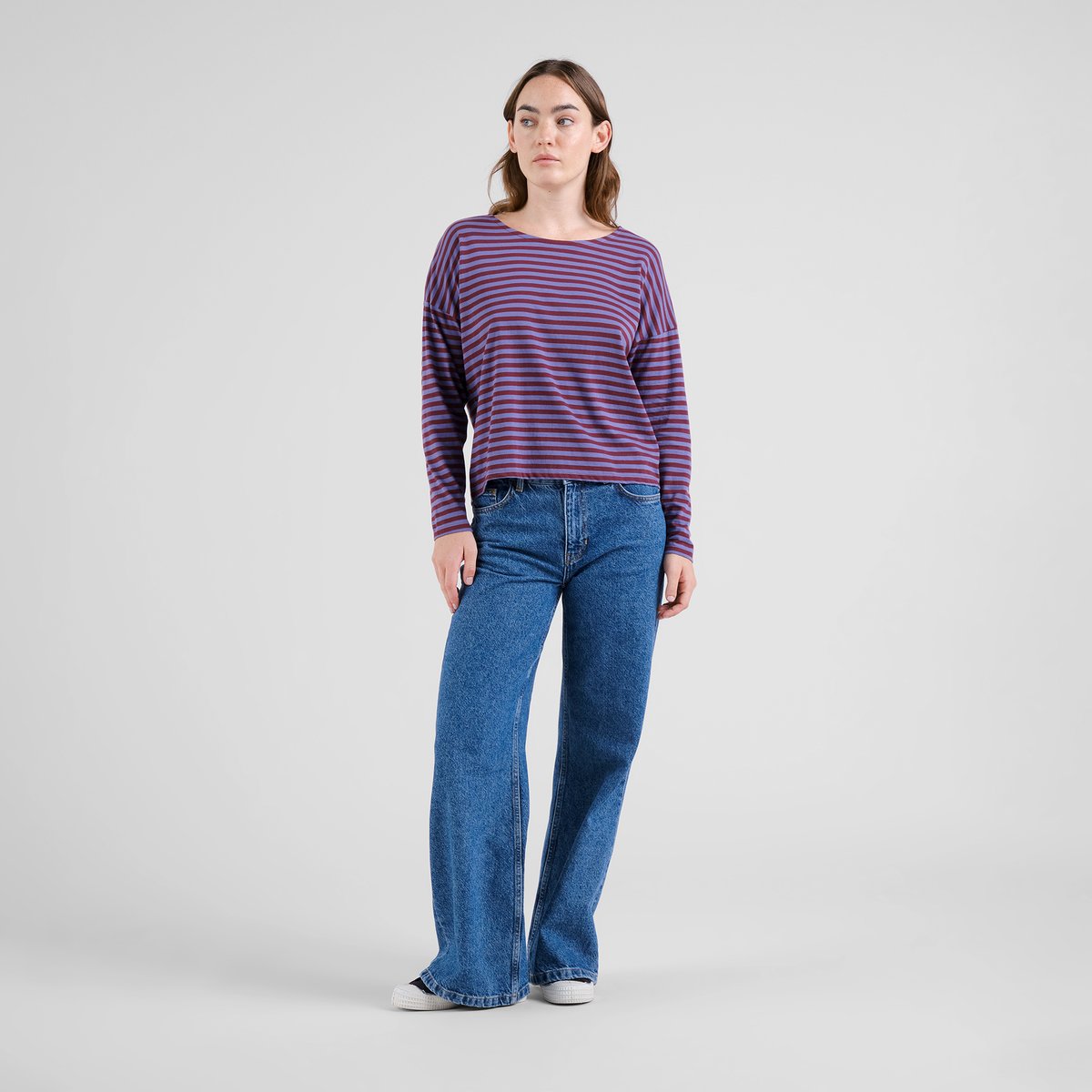 Top Humledal Stripes Fig Red