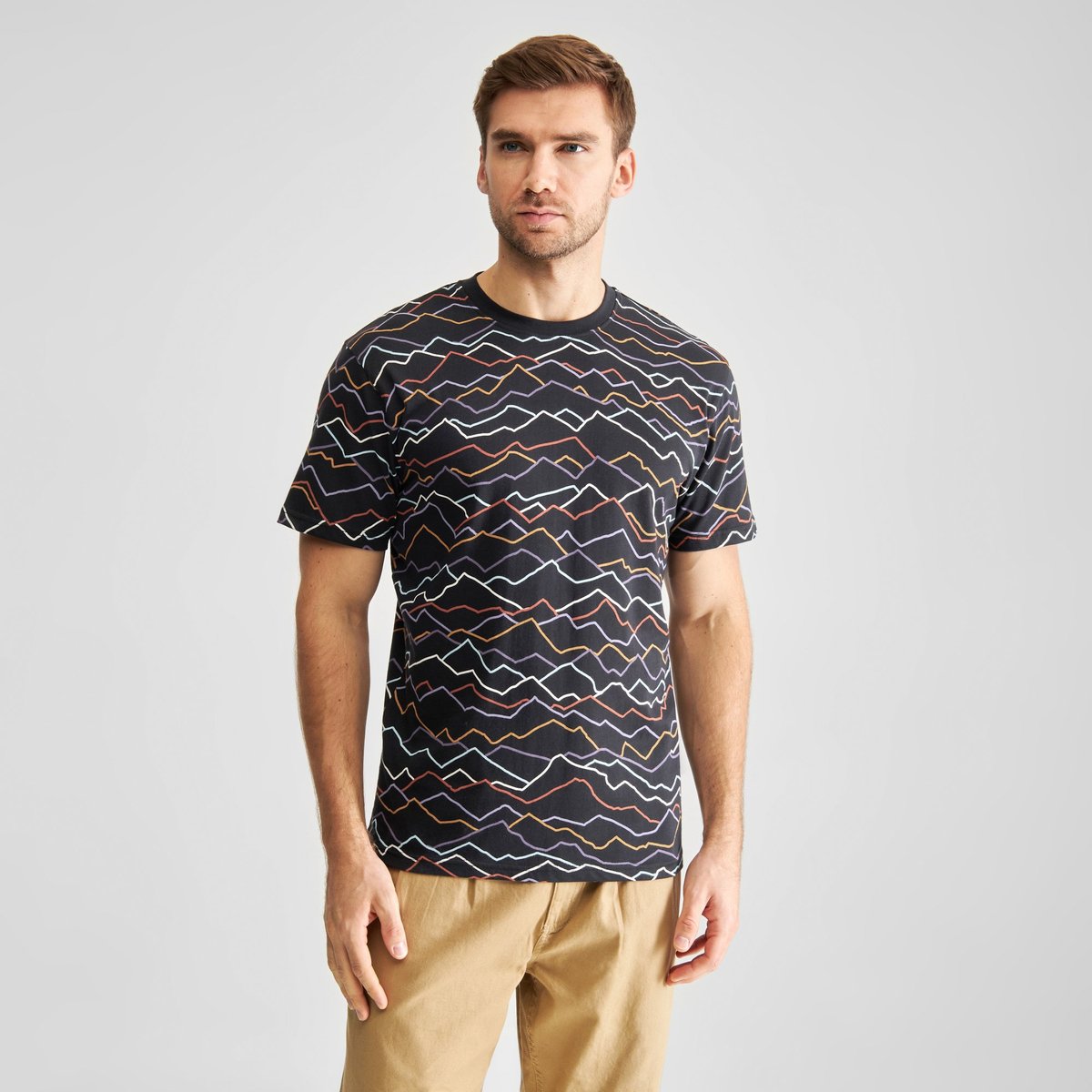 T-shirt Stockholm Line Mountains AOP Black