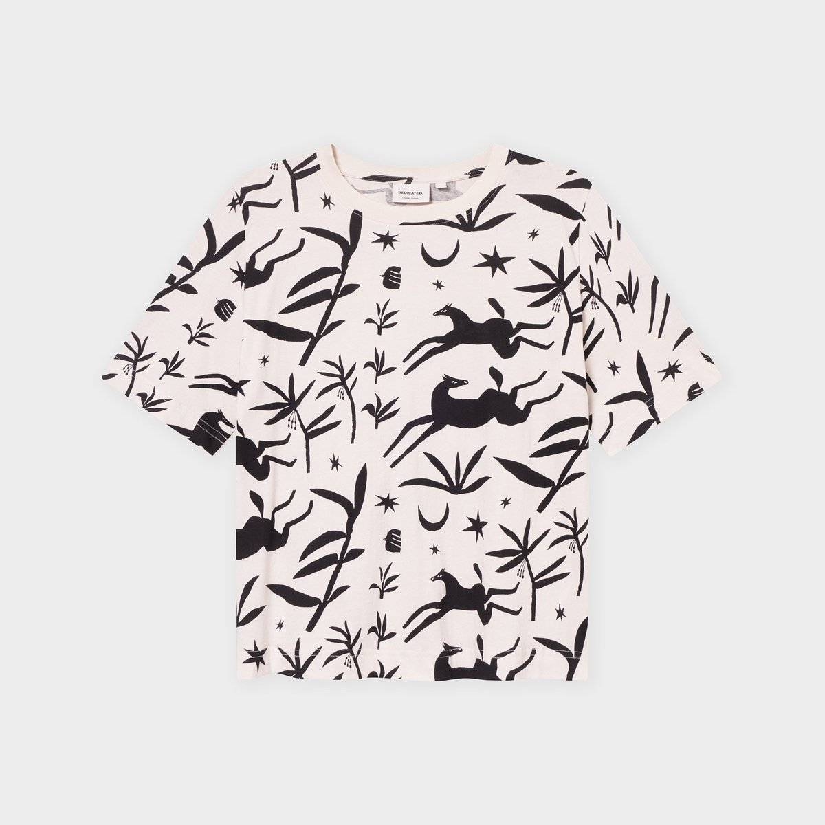 T-shirt Vadstena Papercut Horses Oat White