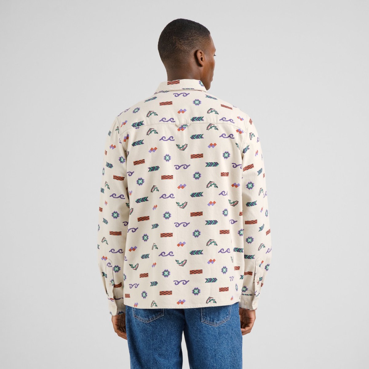 Shirt Rute Flannel Trout and Waves Oat White